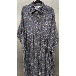 Vtg 80s Laura Ashley Dress 10 Blue Floral Wool Blend Pockets Cottage Prairie